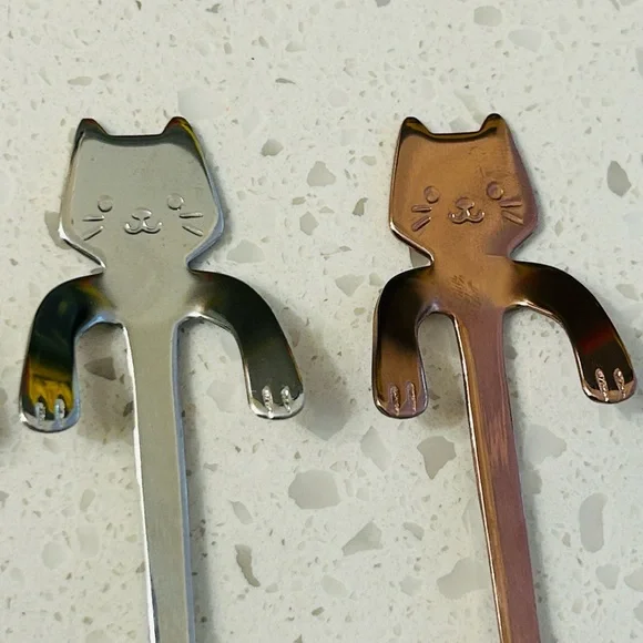 🐈 Kitty Cat Metallic Mini Hanging Spoon Set Of 4 NWT 🐈‍⬛ - Picture 4 of 8
